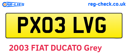 PX03LVG are the vehicle registration plates.
