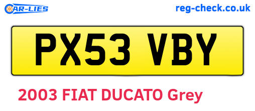 PX53VBY are the vehicle registration plates.