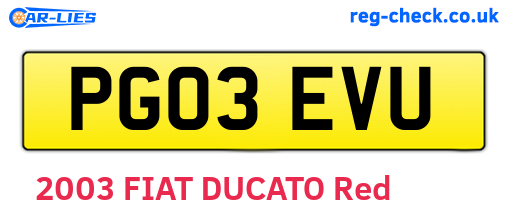 PG03EVU are the vehicle registration plates.