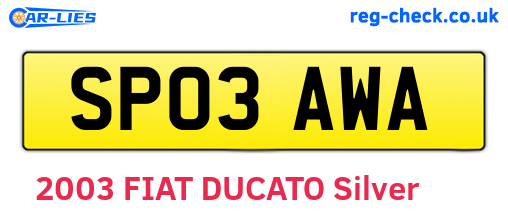 SP03AWA are the vehicle registration plates.