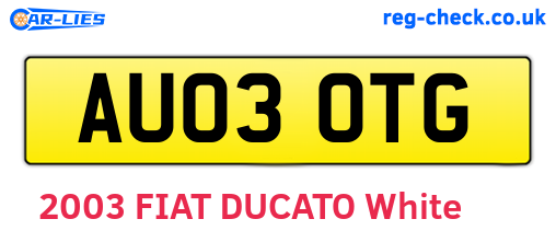 AU03OTG are the vehicle registration plates.