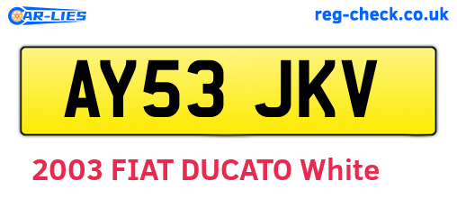 AY53JKV are the vehicle registration plates.