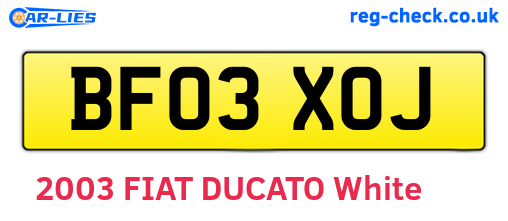 BF03XOJ are the vehicle registration plates.