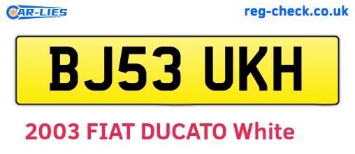 BJ53UKH are the vehicle registration plates.