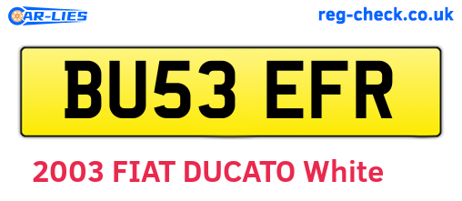 BU53EFR are the vehicle registration plates.