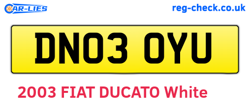 DN03OYU are the vehicle registration plates.
