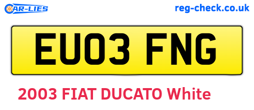 EU03FNG are the vehicle registration plates.
