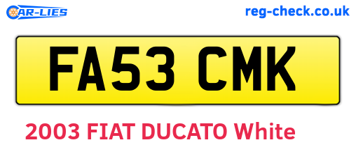 FA53CMK are the vehicle registration plates.