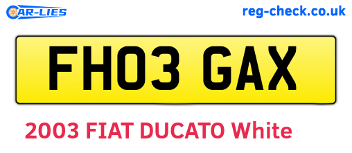 FH03GAX are the vehicle registration plates.