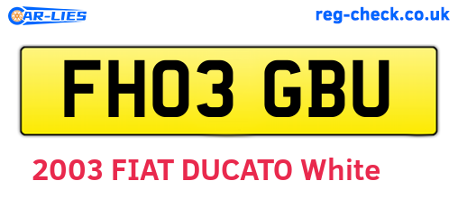 FH03GBU are the vehicle registration plates.
