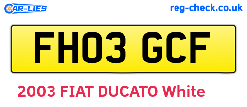 FH03GCF are the vehicle registration plates.