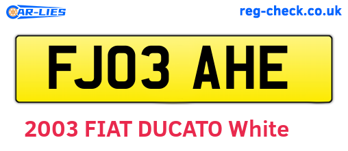 FJ03AHE are the vehicle registration plates.