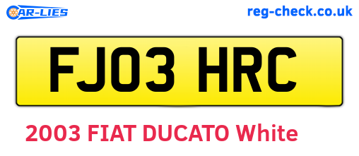 FJ03HRC are the vehicle registration plates.