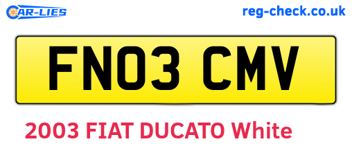 FN03CMV are the vehicle registration plates.