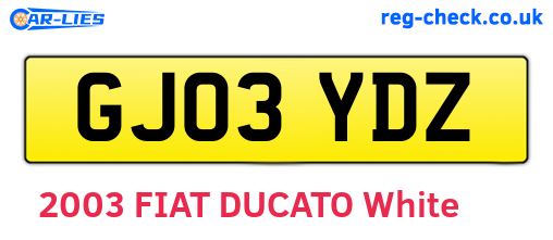 GJ03YDZ are the vehicle registration plates.