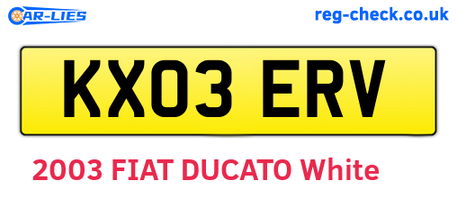 KX03ERV are the vehicle registration plates.