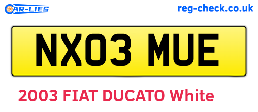 NX03MUE are the vehicle registration plates.