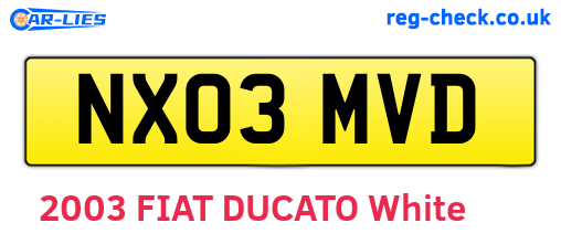 NX03MVD are the vehicle registration plates.