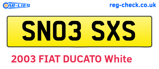 SN03SXS are the vehicle registration plates.