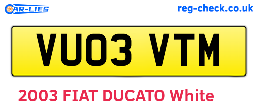 VU03VTM are the vehicle registration plates.