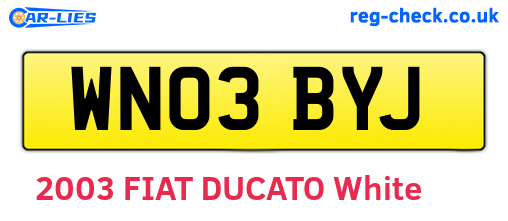 WN03BYJ are the vehicle registration plates.