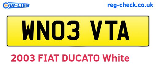 WN03VTA are the vehicle registration plates.