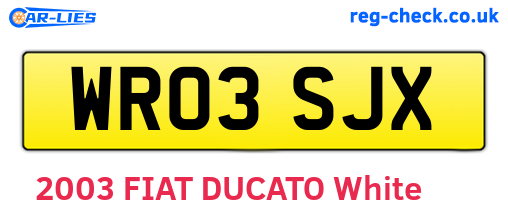 WR03SJX are the vehicle registration plates.