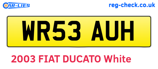 WR53AUH are the vehicle registration plates.