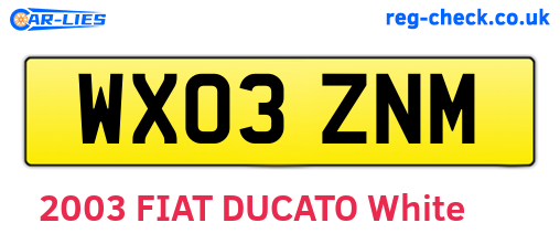 WX03ZNM are the vehicle registration plates.