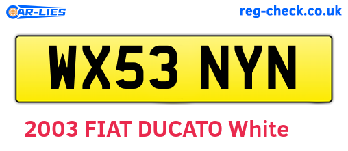 WX53NYN are the vehicle registration plates.