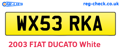 WX53RKA are the vehicle registration plates.