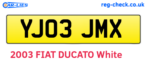 YJ03JMX are the vehicle registration plates.