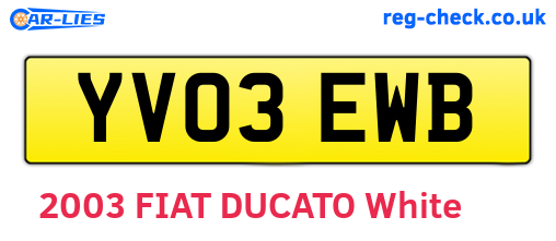 YV03EWB are the vehicle registration plates.