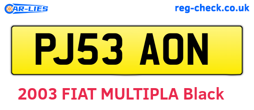 PJ53AON are the vehicle registration plates.
