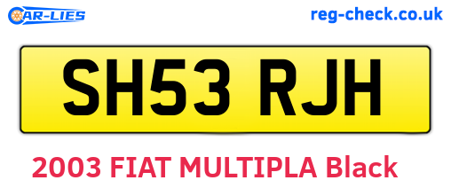 SH53RJH are the vehicle registration plates.