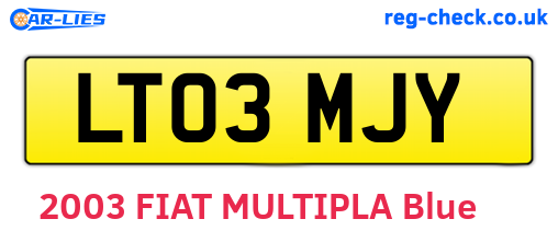 LT03MJY are the vehicle registration plates.