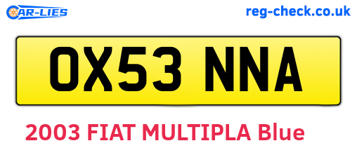 OX53NNA are the vehicle registration plates.