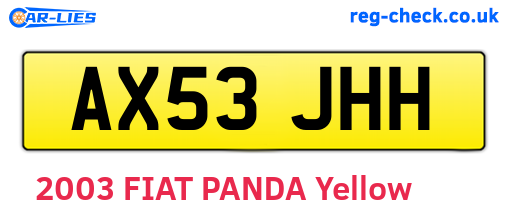 AX53JHH are the vehicle registration plates.