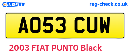 AO53CUW are the vehicle registration plates.
