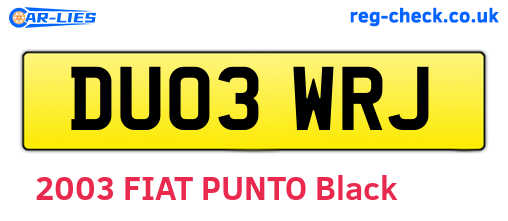 DU03WRJ are the vehicle registration plates.