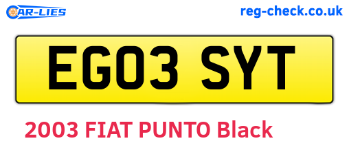 EG03SYT are the vehicle registration plates.