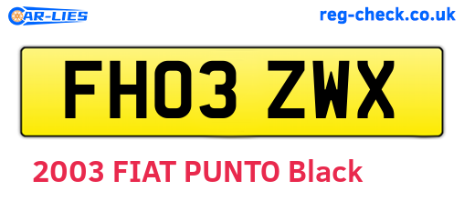 FH03ZWX are the vehicle registration plates.