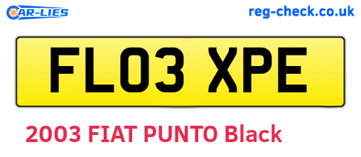 FL03XPE are the vehicle registration plates.