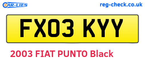 FX03KYY are the vehicle registration plates.