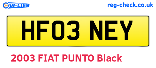 HF03NEY are the vehicle registration plates.