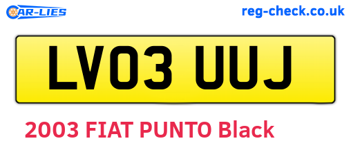 LV03UUJ are the vehicle registration plates.