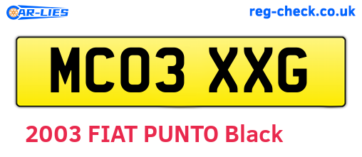 MC03XXG are the vehicle registration plates.