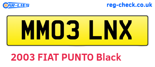 MM03LNX are the vehicle registration plates.