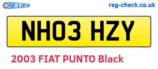 NH03HZY are the vehicle registration plates.