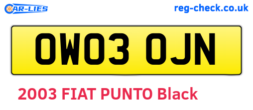 OW03OJN are the vehicle registration plates.